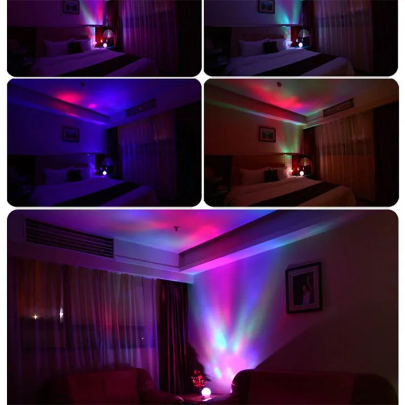 Proiettore Aurora Luce notturna d'atmosfera per camera da letto, Lampada LED alimentata tramite USB con 7 colori che cambiano e lettore musicale per l'arredamento della cameretta dei bambini