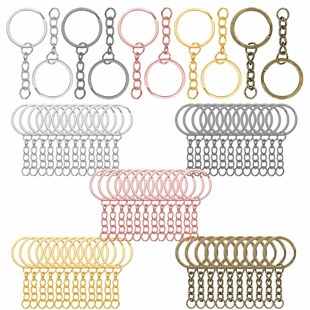 15/25 Sets Metall-Schlüsselanhänger mit Ketten und Verbindungsösen, multifunktionales Set, geeignet für DIY-Schlüsselanhänger, Taschenanhänger, Geschenke, Bastelarbeiten