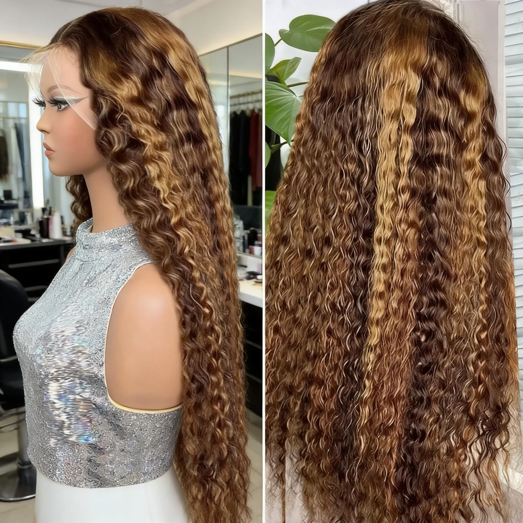 

Парик из натуральных волос 13x4 Highlight, парик с HD-кружевной основой 13x6, кудрявый парик Deep Wave с кружевной передней частью, предварительно проработанный, с детским волосом, для женщин