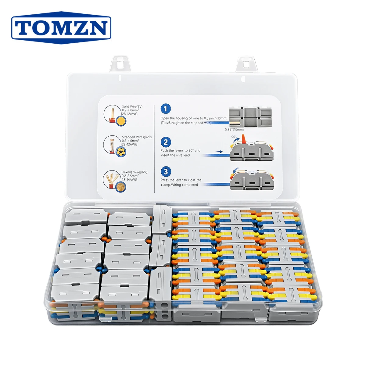 TOMZN Lever Wire Connectors 3 In 3 Out 6 Out 9 Out Quick Splice Terminal Block Push-in Tool-Free Reusable Electrical Connector