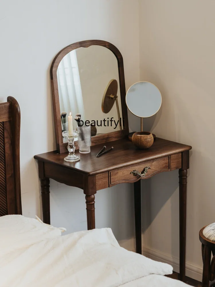 

Asmt59 Туалетный столик из черного ореха из массива дерева для хранения в спальне, простая квартира в стиле ретро, столик для макияжа