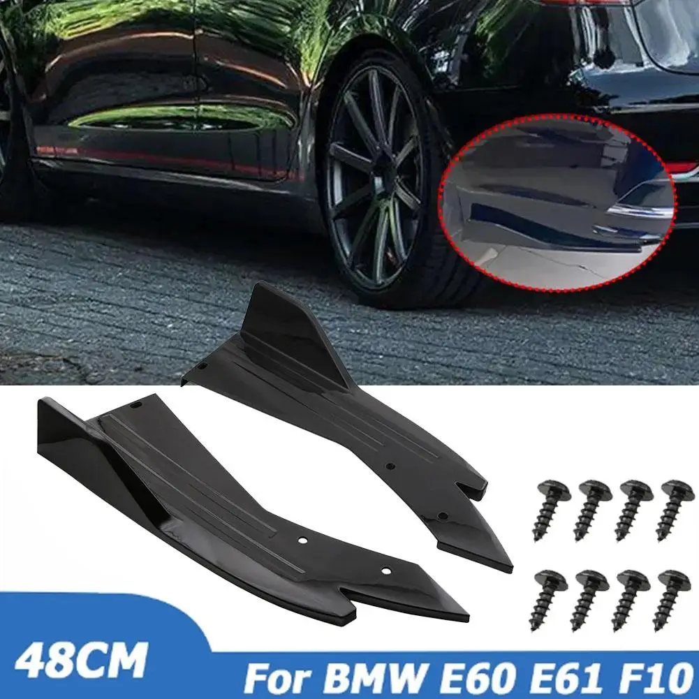 Pair Universal Car Rear Bumper Spoiler Lip Carbon Fiber Wrap Wing Anti-crash Side Splitter Skirt Angle Diffuser Trim Protec J7S4