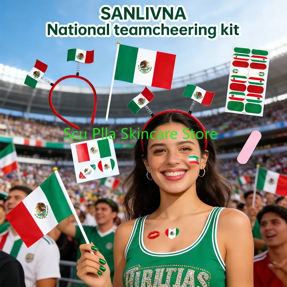

2026 Mexico National Team Supporter Kit Nail Stickers Temporary Tattoos And Nail File