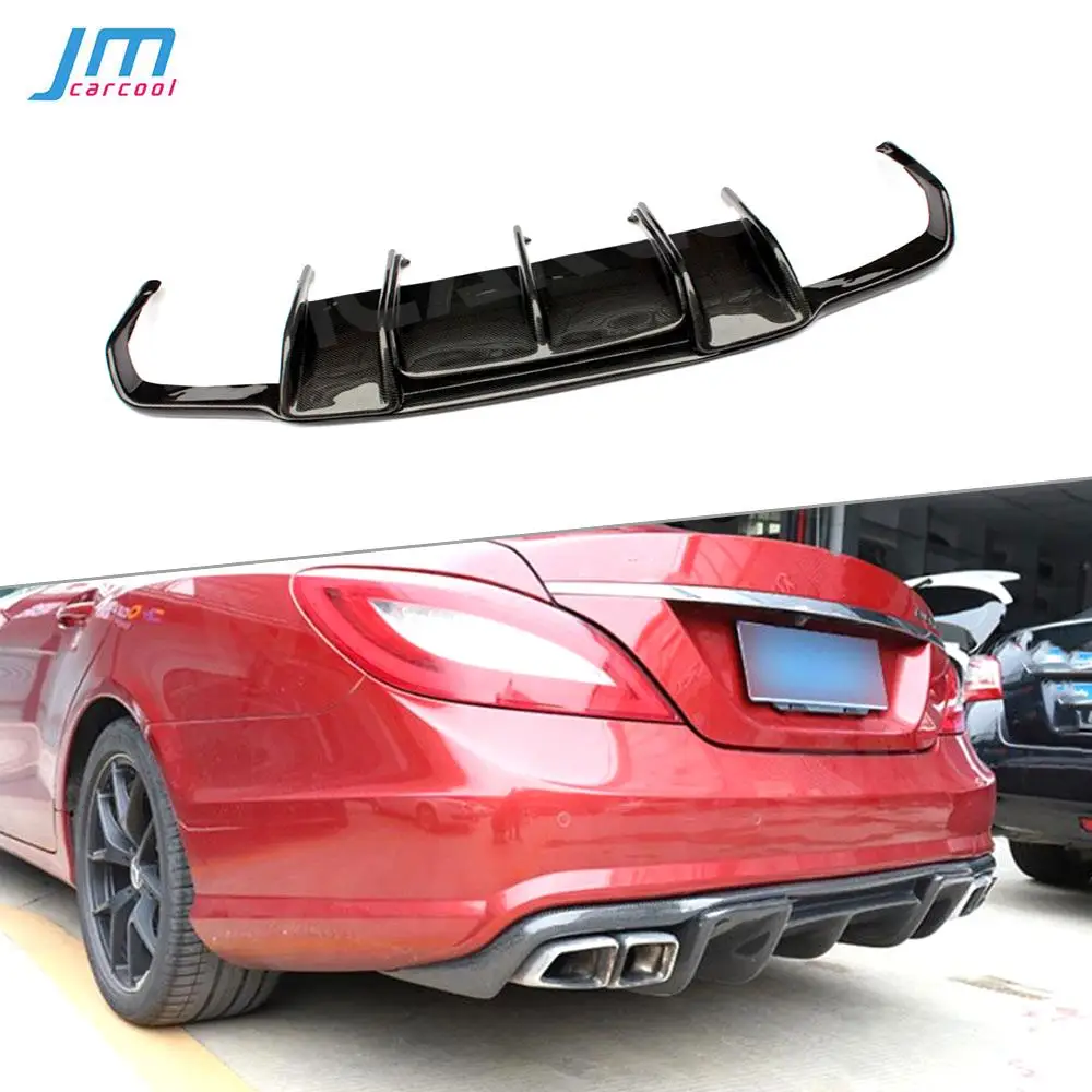 

For Benz CLS Class W218 CLS350 CLS63 AMG 2011-2019 Carbon Fiber Rear Lip Diffuser Stainless Steel 4 Outlet Exhaust Tail Throat