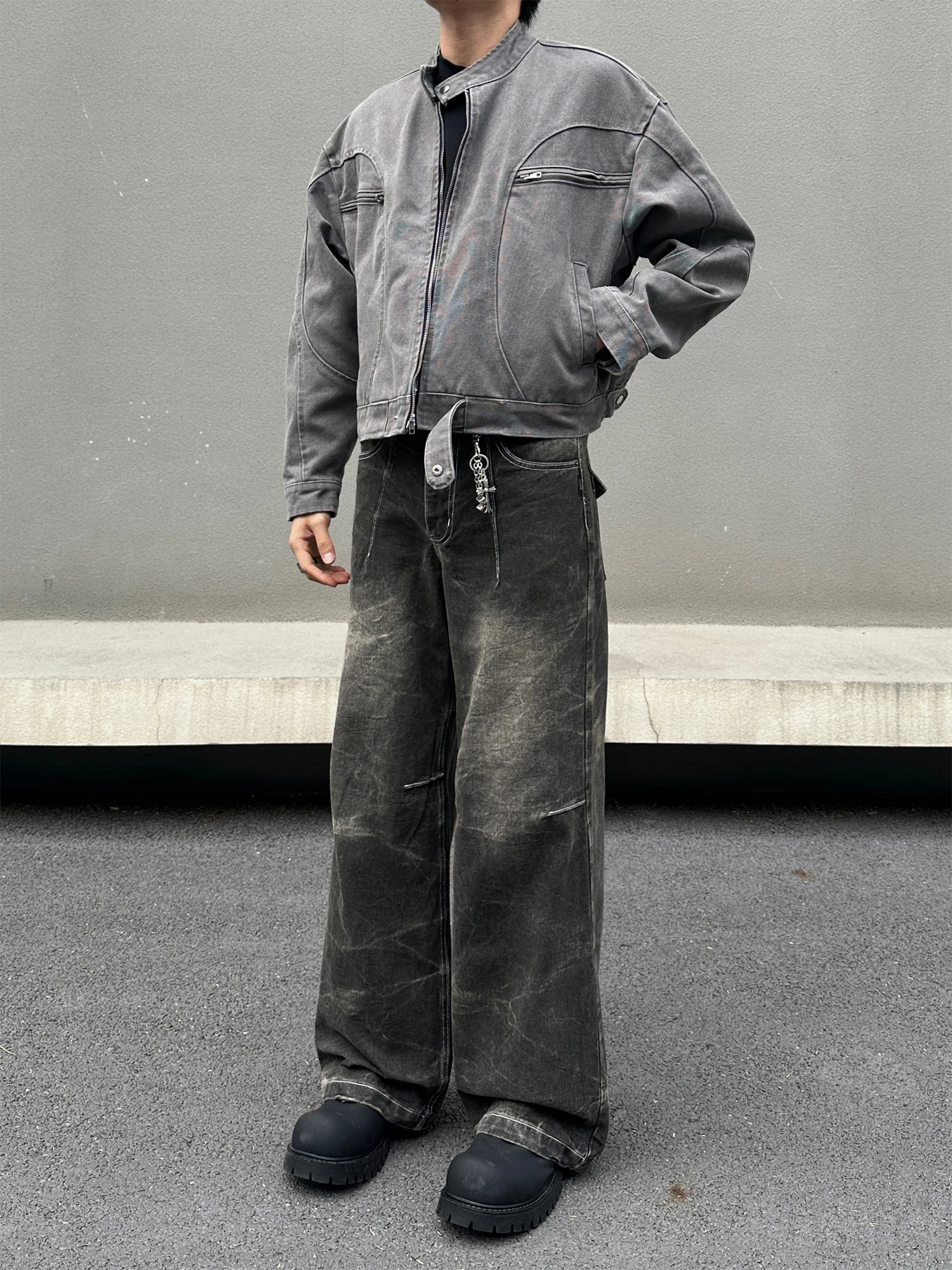 

Мужские прямые джинсы American Sle High Street Cleanfit с узором в виде молнии, молодежные модные брюки Vibe Wind Long Pants