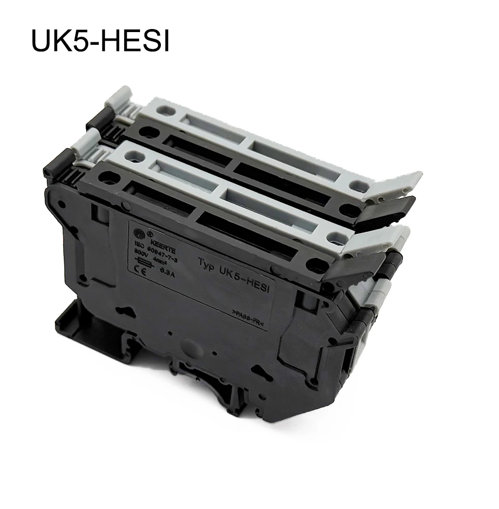 5Pcs UK5-HESI GRAY/Black Screw Disconnect Lever Fuse 5*25mm 24V/220V UK-5HESI Wire Electrical Connector Din Rail Terminal Block
