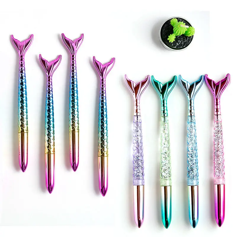 4 pcs Random Colorful Mermaid Fish Tail Gel Ink Pens For Writing Stationery Cute Pens School Office Supplies Gift