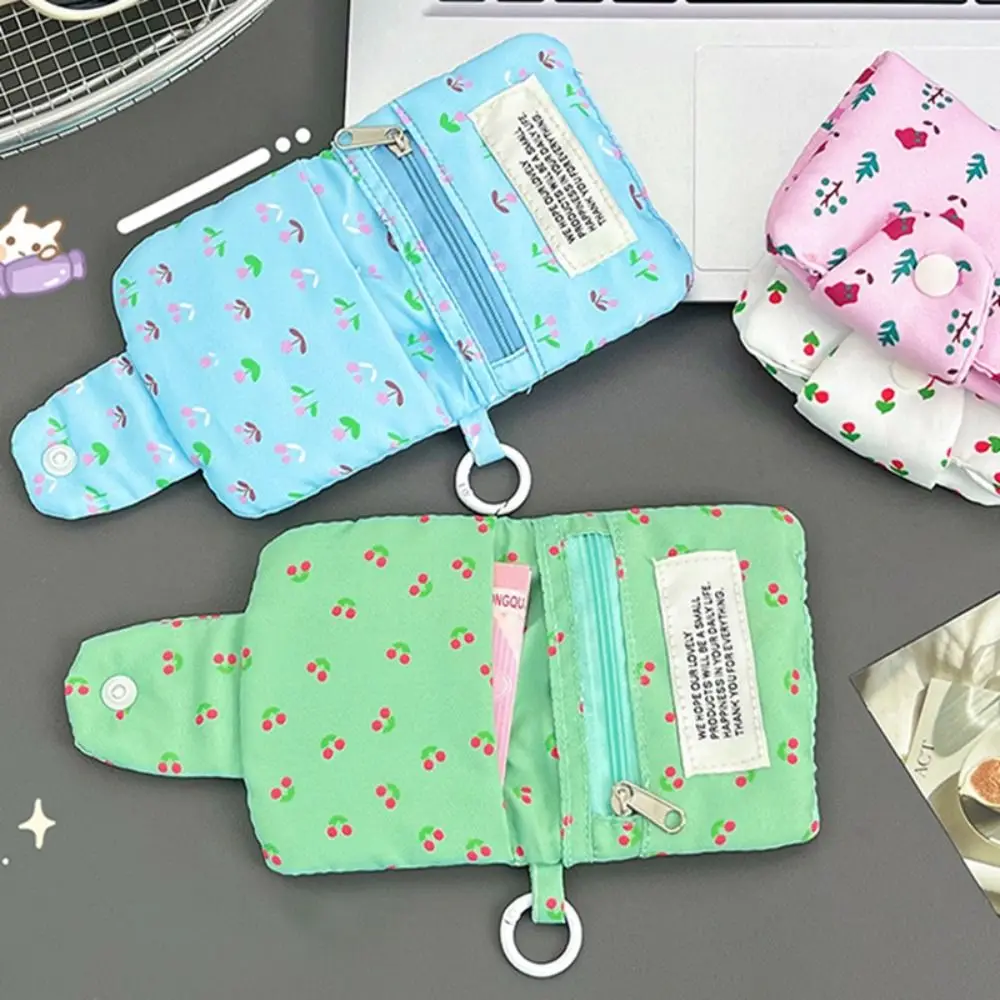 Fashion Cloth Coin Purse Floral Print Multilayer Small Wallet Portable Mini Storage Bag