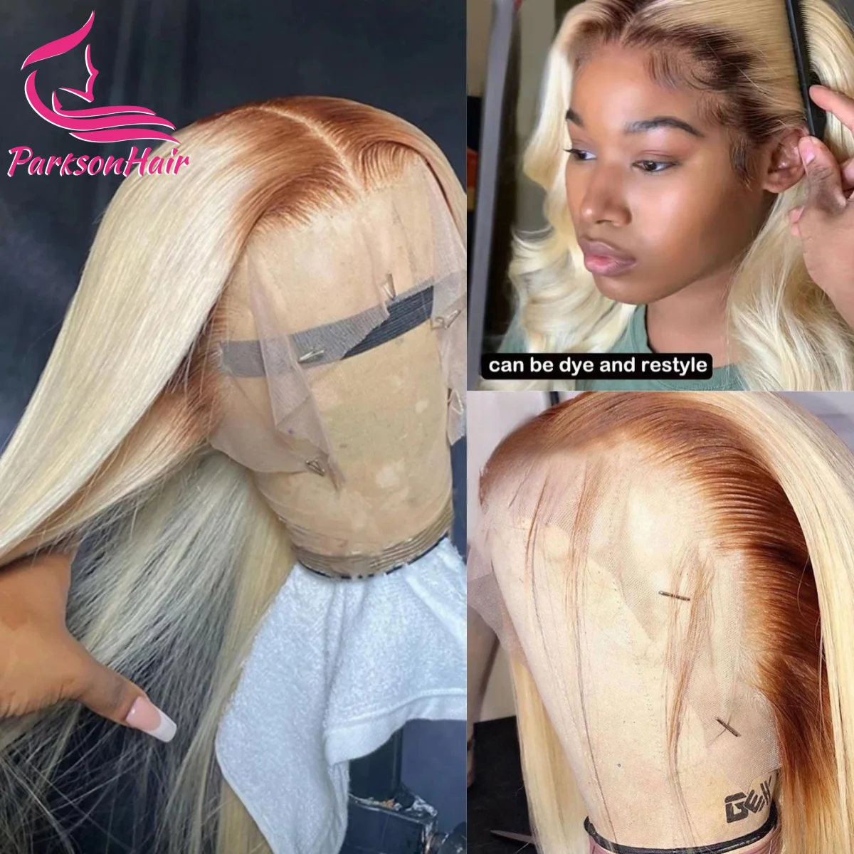 

Straight Blonde Colored Human Hair Wig 13x6 13x4 4T613# Lace Front Wig For Women Pre Plucked 613 Human Hair Wig With Brown Roots