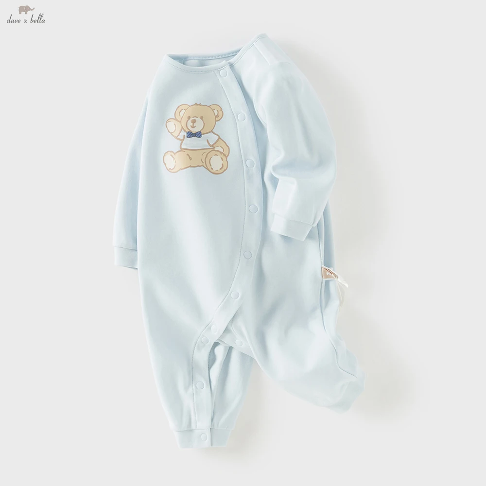 Dave Bella Spring Long Sleeve Baby Jumpsuit Boys Cartoon Bear Romper Cotton Newborn Creeper Party Clothes DB1260833