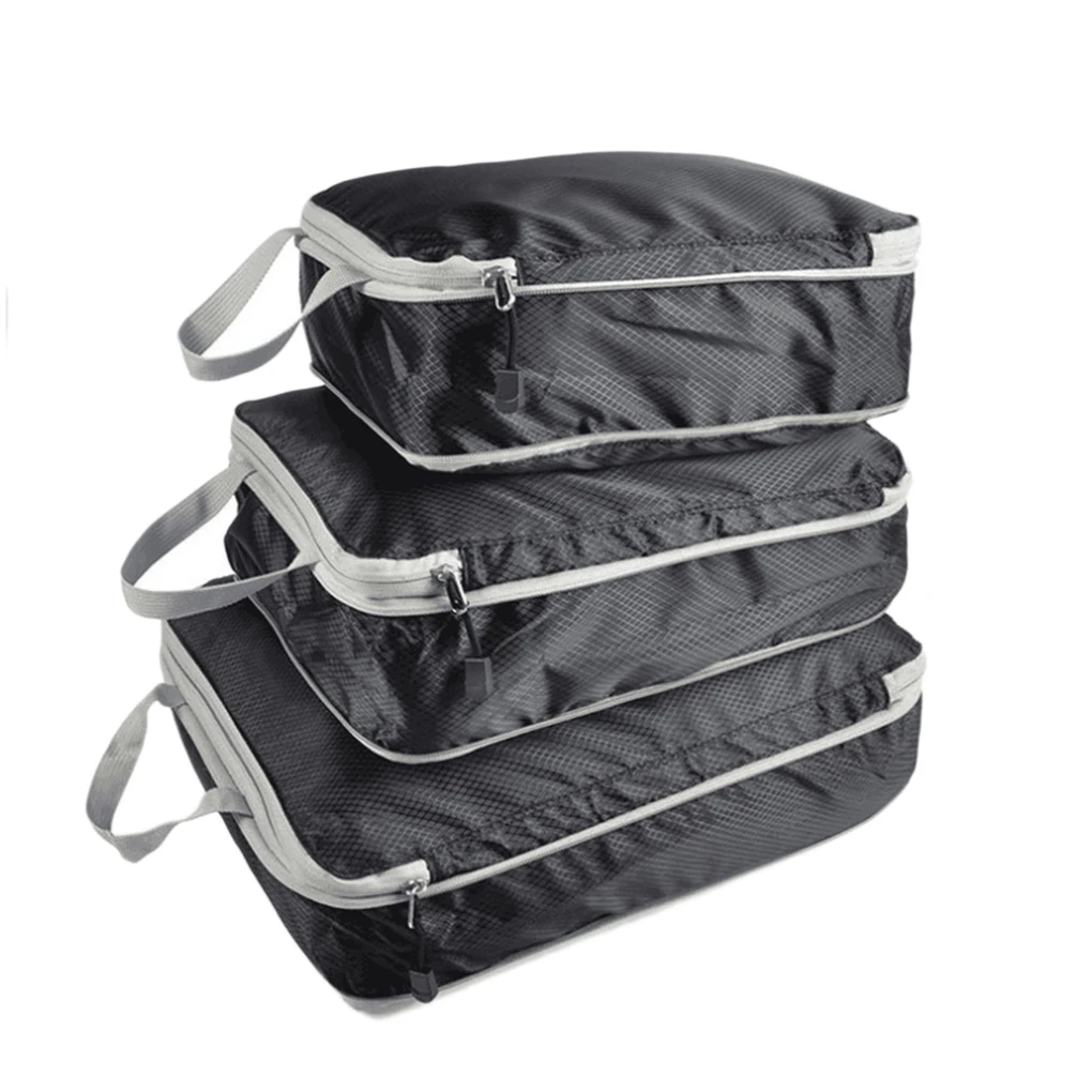 Pack of 3 Waterproof Nylon Travelling Luggage Storage Bag Large Capacity Clothes Cosmetics Organizer Outdoor Hiking