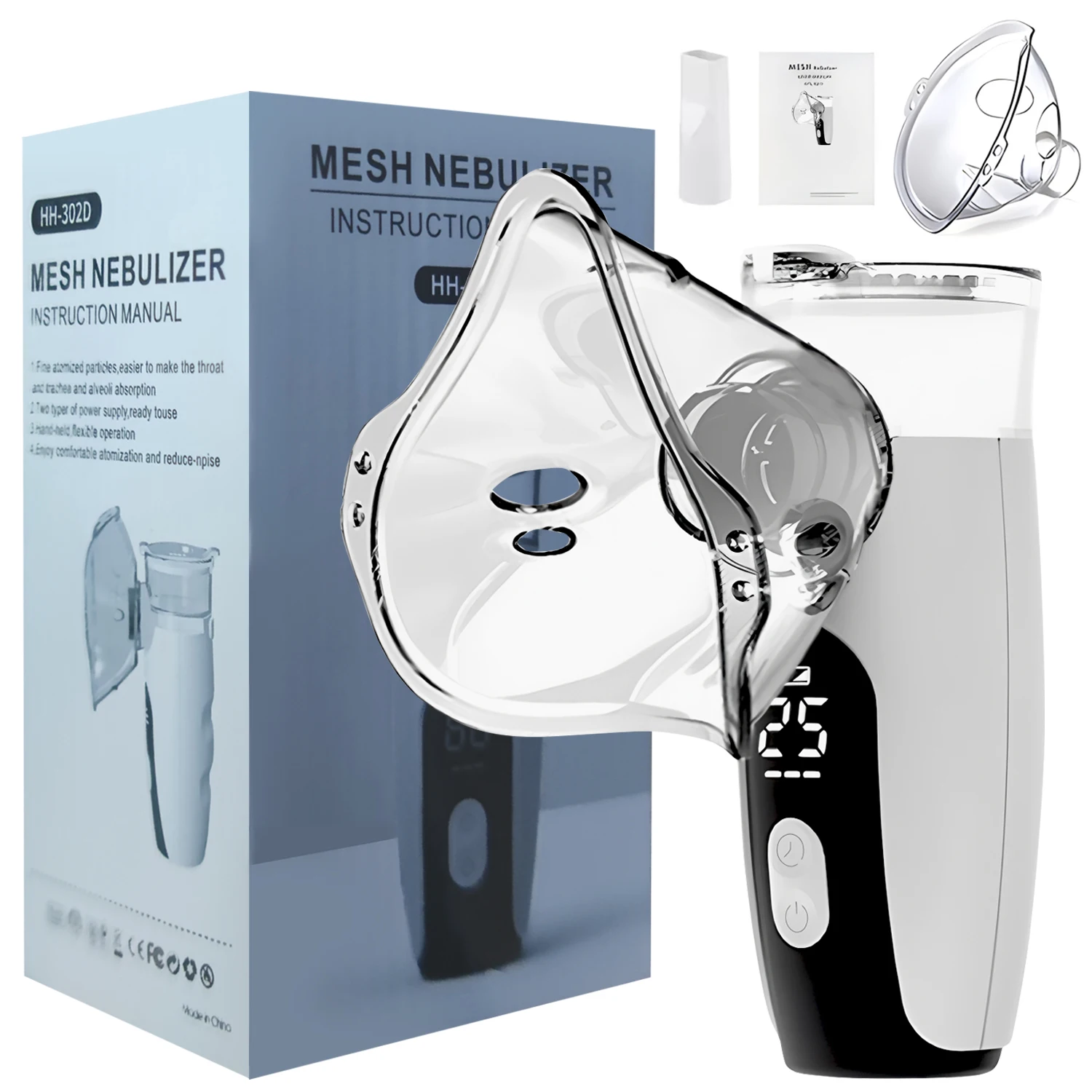 Nebulizador de malha portátil, nebulizador médico silencioso, compressor de tosse para crianças e adultos, máscara, inalador de asma, umidificador portátil