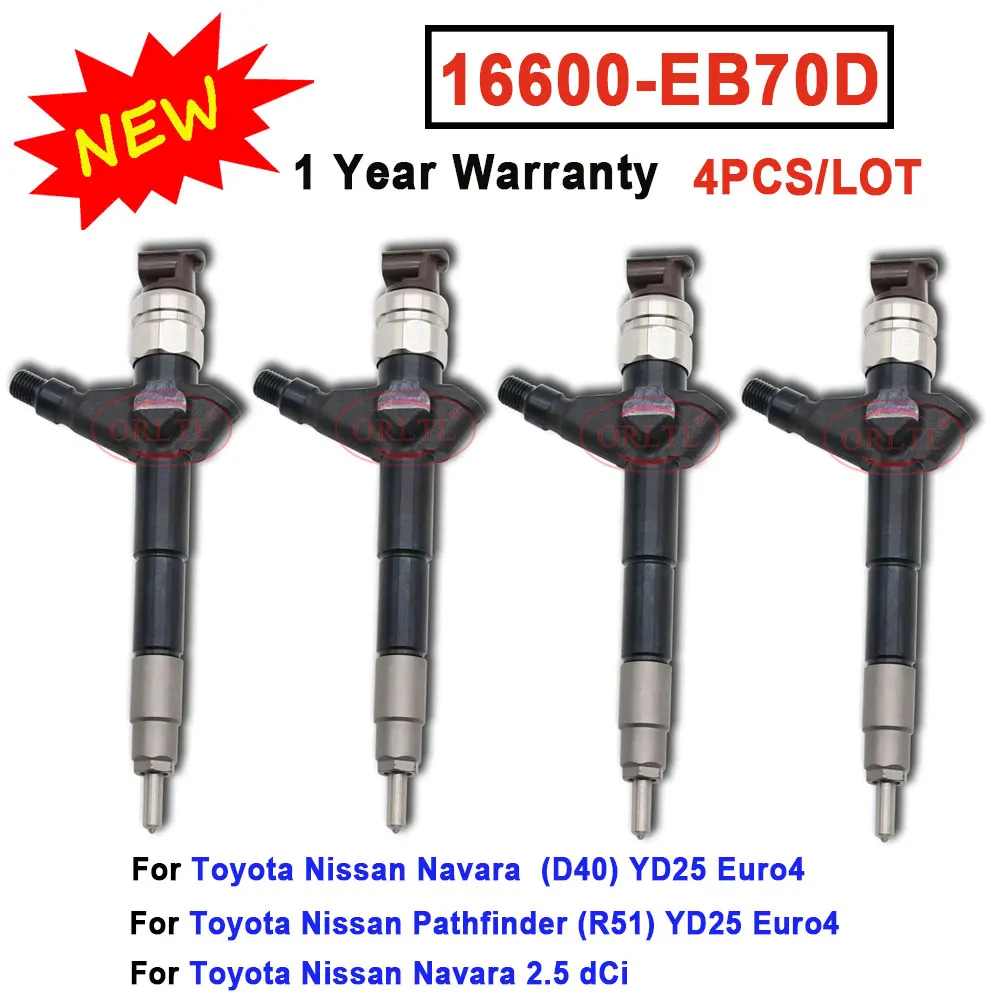 

4PCS New Injector 16600-EB70D 095000-6250 095000-6253 16600-EB70A 16600EB70D For TOYOTA Nissan Navara