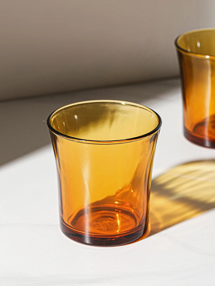 

Tempered Amber Glass Cup High Temperature Resistant Coffee Whiskey Water Glass Feng ui Cup for Home Use High Aesthetic Value