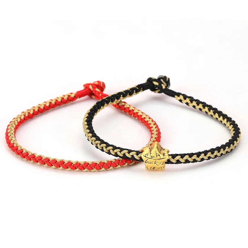 SKY A6 4mm Colorful Gold Custom Handmade Braided Bracelet Beading Red Gold Cord Friendship Jewelry Bracelets Bangle Wholesale