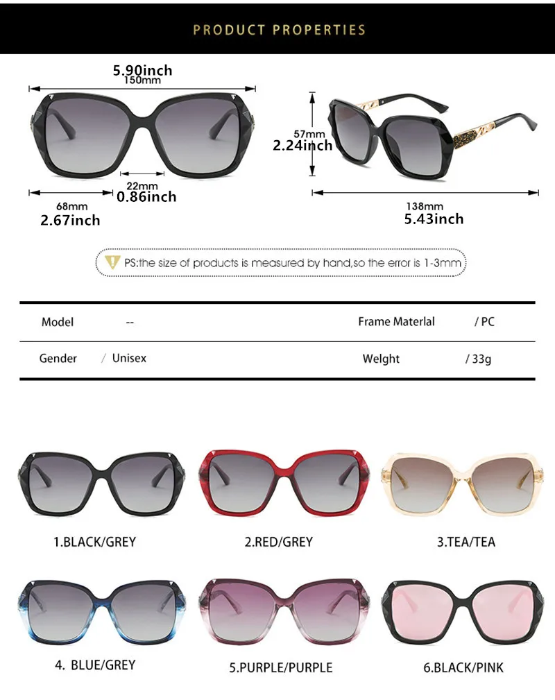 2026 Neue Damen-Sonnenbrille Modische Vielseitige Trend-Polarisierte Sonnenbrille Retro Hochwertige UV400-Schutzbrille Farbverlauf Bunte Sonnenbrillen – Detail 6