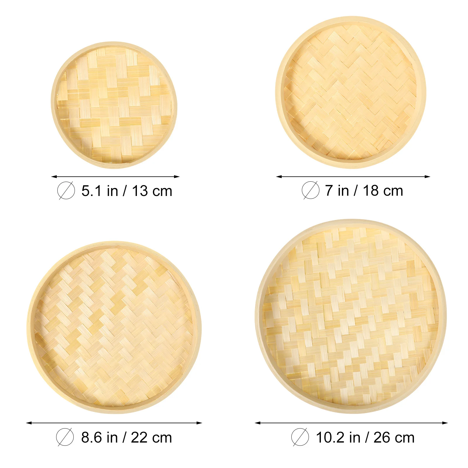 

4pcs Bamboo Woven Storage Plate 12Cm Drawing Craft Diy Decor Painting Accessory Handmade Dustpan For Home Organization