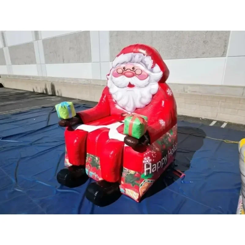 Customized PVC Inflatable Santa Claus Bounce Chair Christmas Bouncer With Blower    Photo Prop