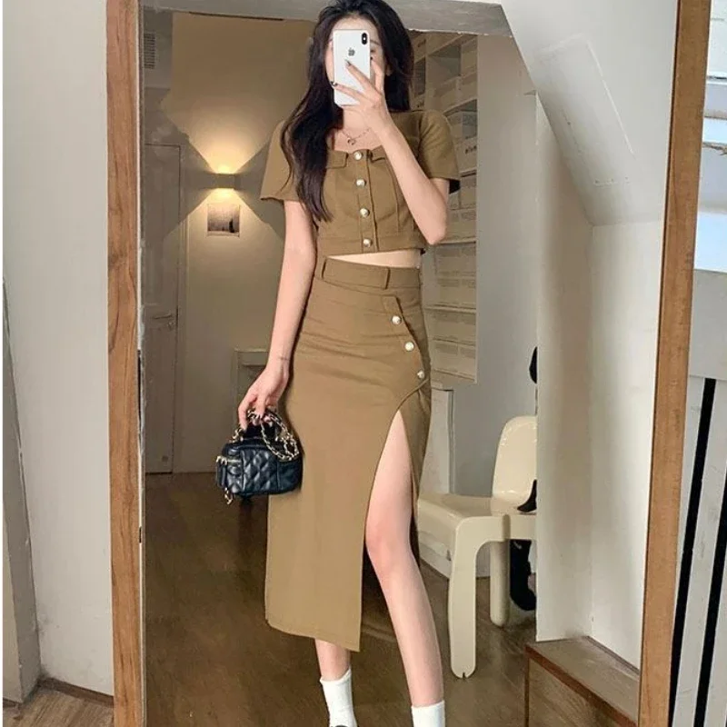 

Office Female Outfits Cheap Clothing Offers Festival Co Ord Chic and Elegant Top Bottom Luxury Full Women's Two Skirt Piece Set