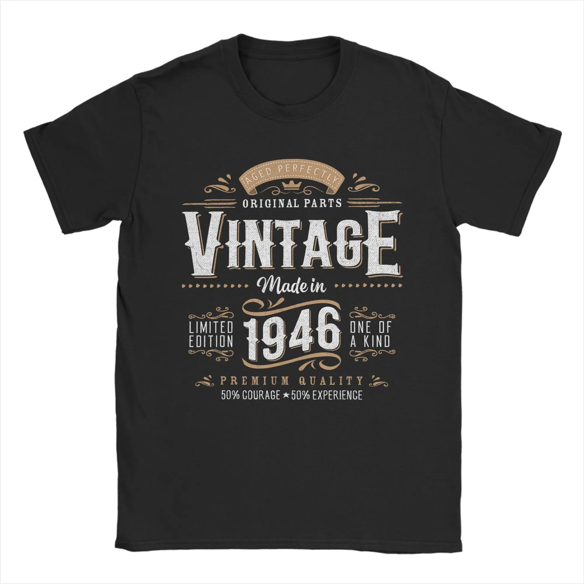 Mens T-Shirt Vintage 1946 Label 80th Birthday Gift Men Women 80 Year Old T-Shirt Trending  Beach Tees 100% Cotton Tops Plus Size