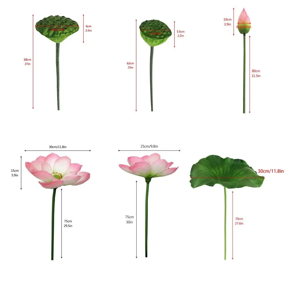DIY Decoration Artificial Flower New Landscape Long Stem PU Green Plant Artificial Flower Pole Lotus Pod Artificial Lotus