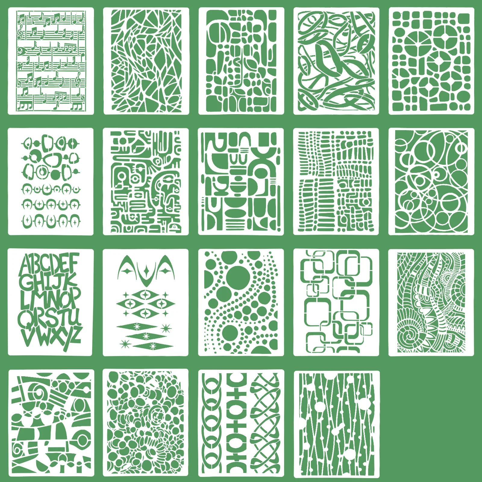 12/19 Pack PET Texture Stencils Set DIY Abstract Stencil Reusable Craft Template for Wall Painting Canvas Art Furniture Makeover