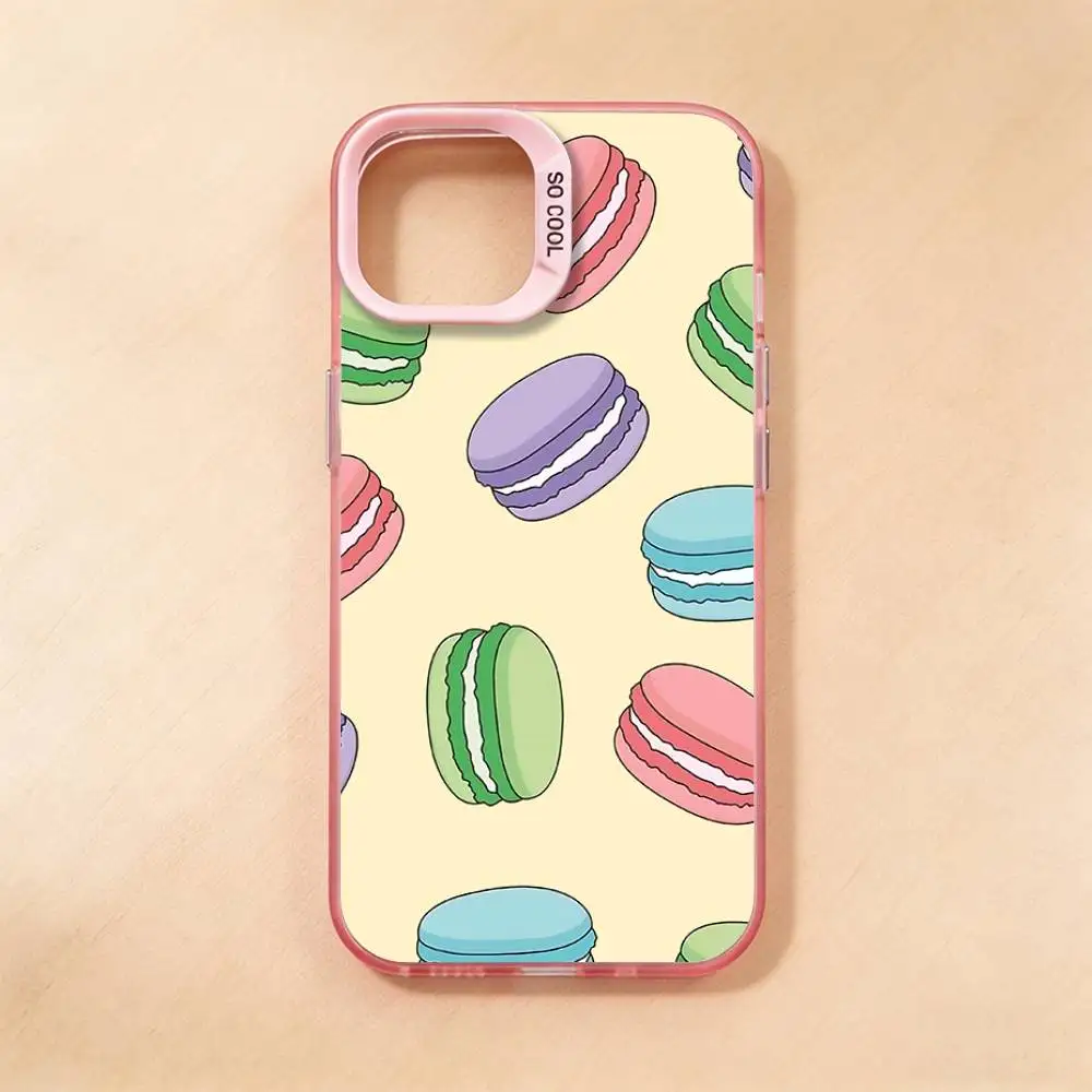 Sweet Donut Macaron Candy Phone Case for iPhone 17 16 15 14 13 12 11 Pro Plus Max Mini X XS Air Stylish Cover