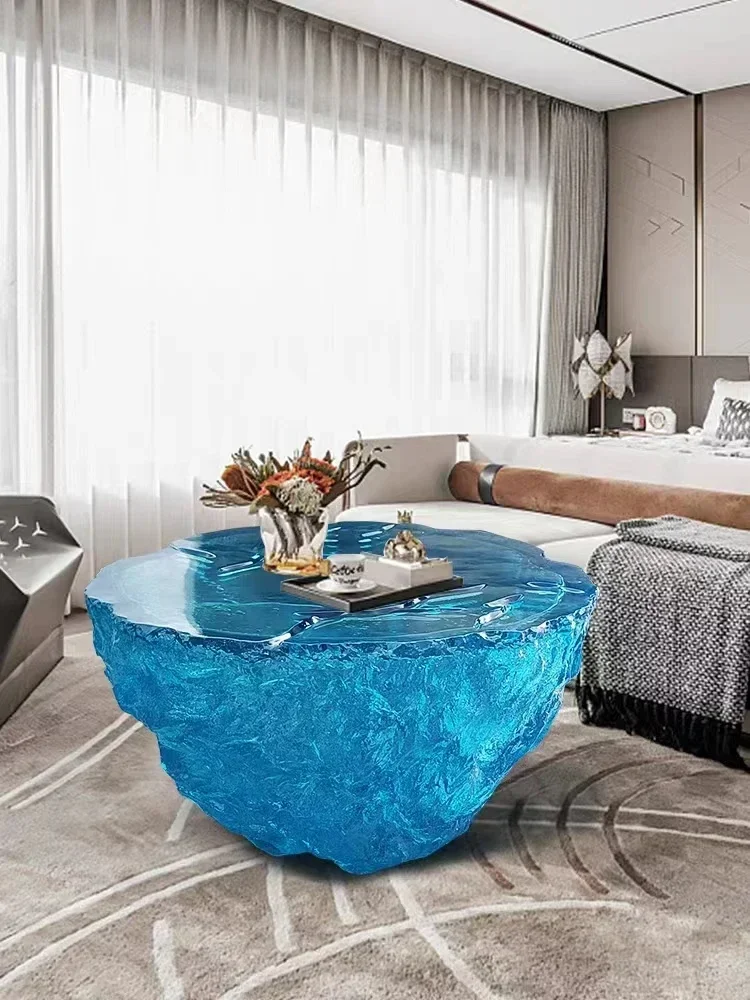 

for Living Room Home Blue Ocean Resin Coffee Table Table Transparent Decorations High-End Tea Table Customization