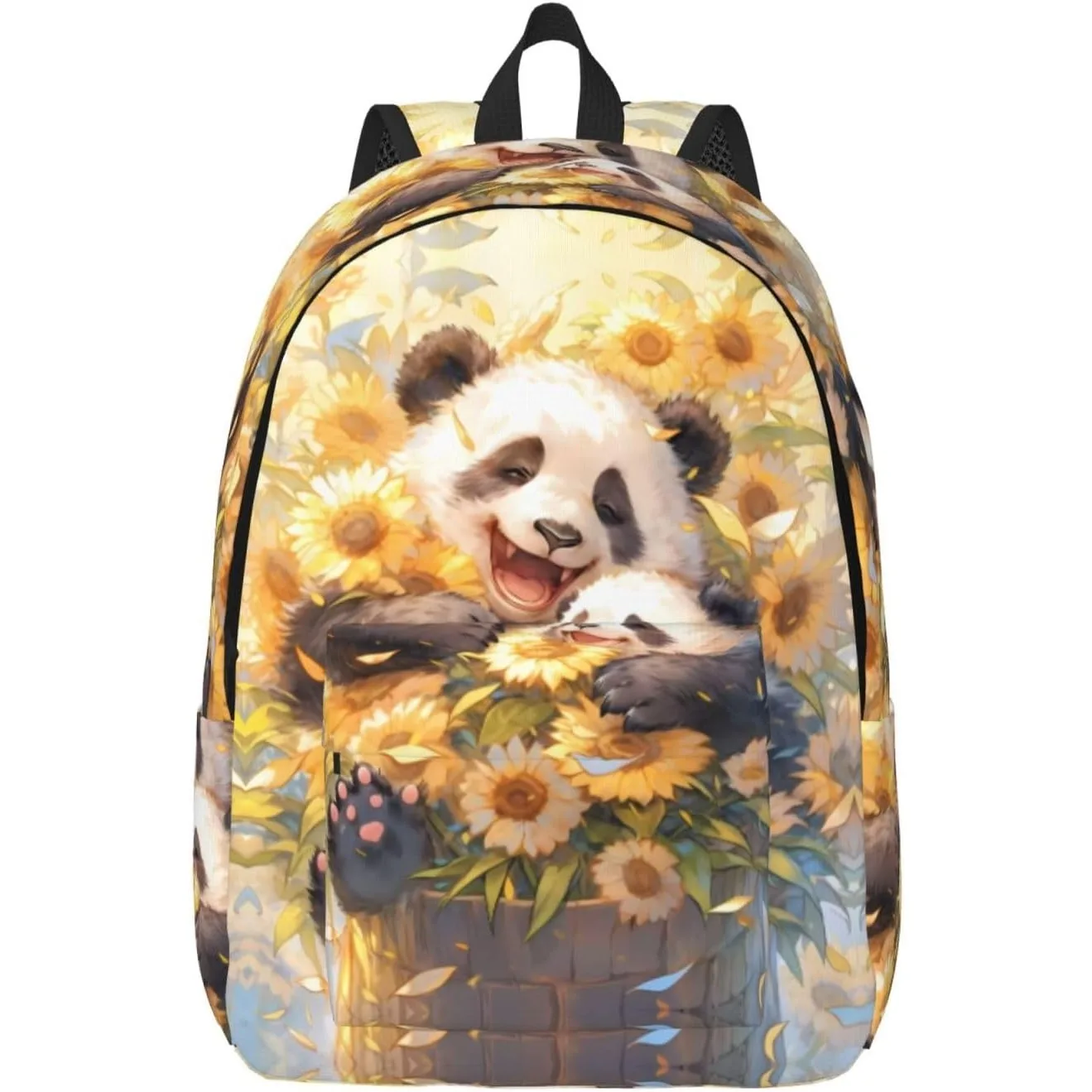 

Travel Laptop Backpack - cute panda sunflower Computer Canvas Backpack Bag with Adjustable Straps