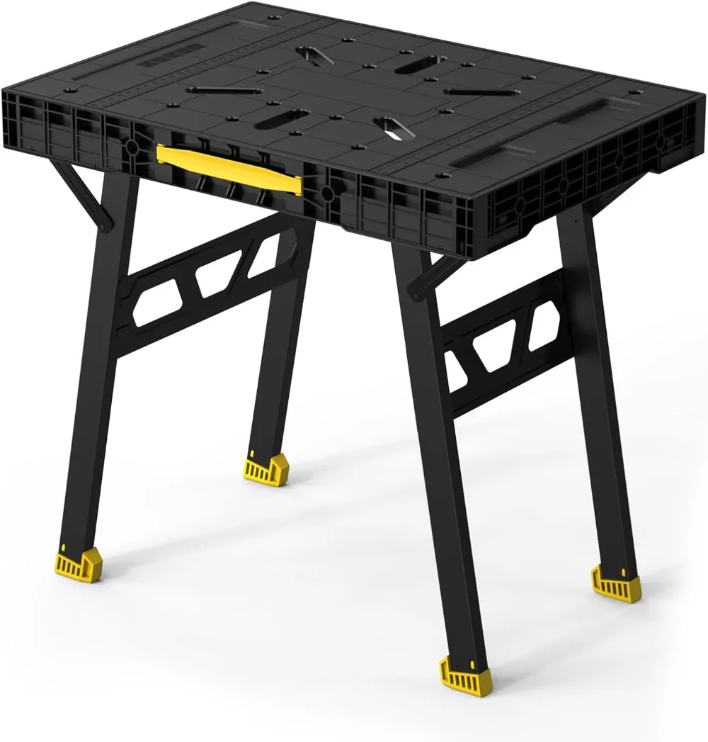 Express Folding Workbench, 2-in-1 Easy Setup Portable Folding Work Table & Sawhorse, 34" W x 25" D x 32" H Lightweight Versatile