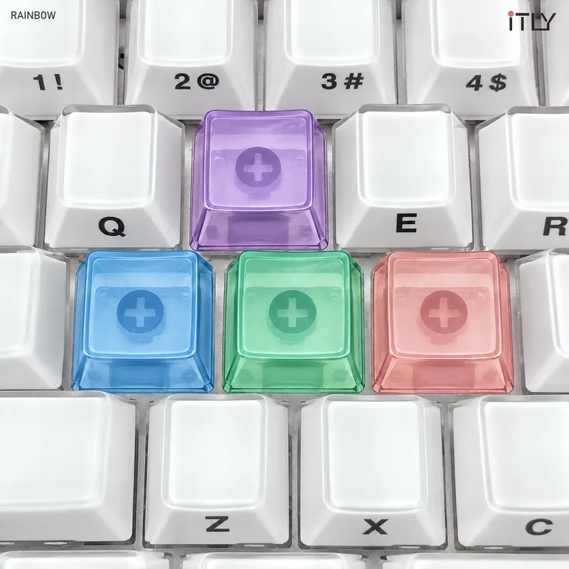 iTLY 13Pcs Crystal Rainbow Transparent Keycaps PC Clear Cross Stem MX Switch Custom Mechanical Keyboard Gaming Accessories