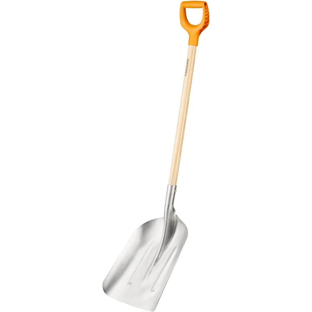 

Aluminum Snow and Grain Shovel, Birch Handle with Coated Grip for Outdoor Use