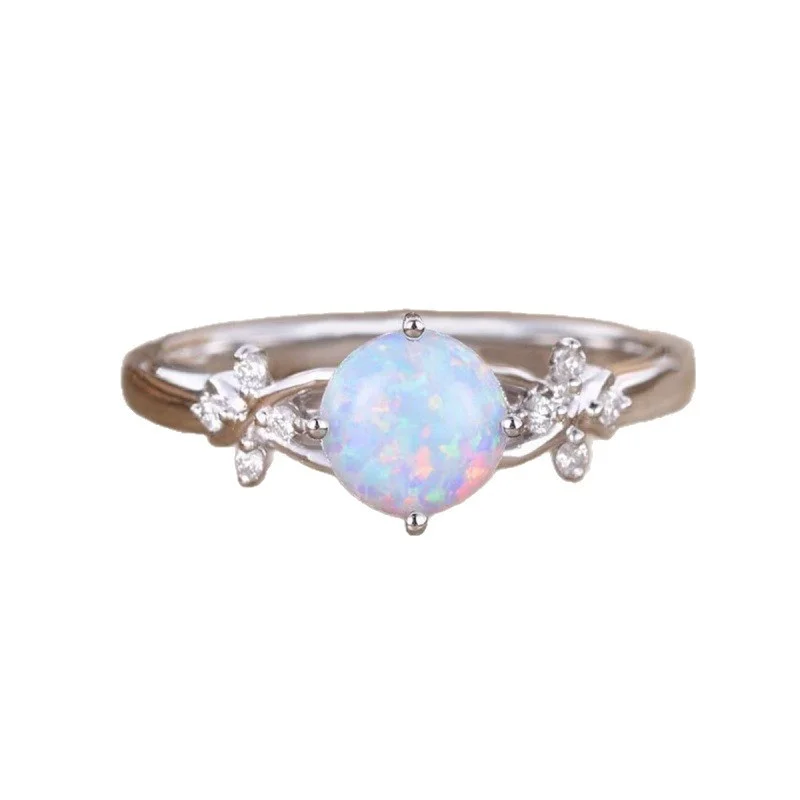 2026 New Four Claw White Australia Treasure Edge Exquisite Trendy Shining Ring Simple, Small, Light Luxury Elegant Jewelry
