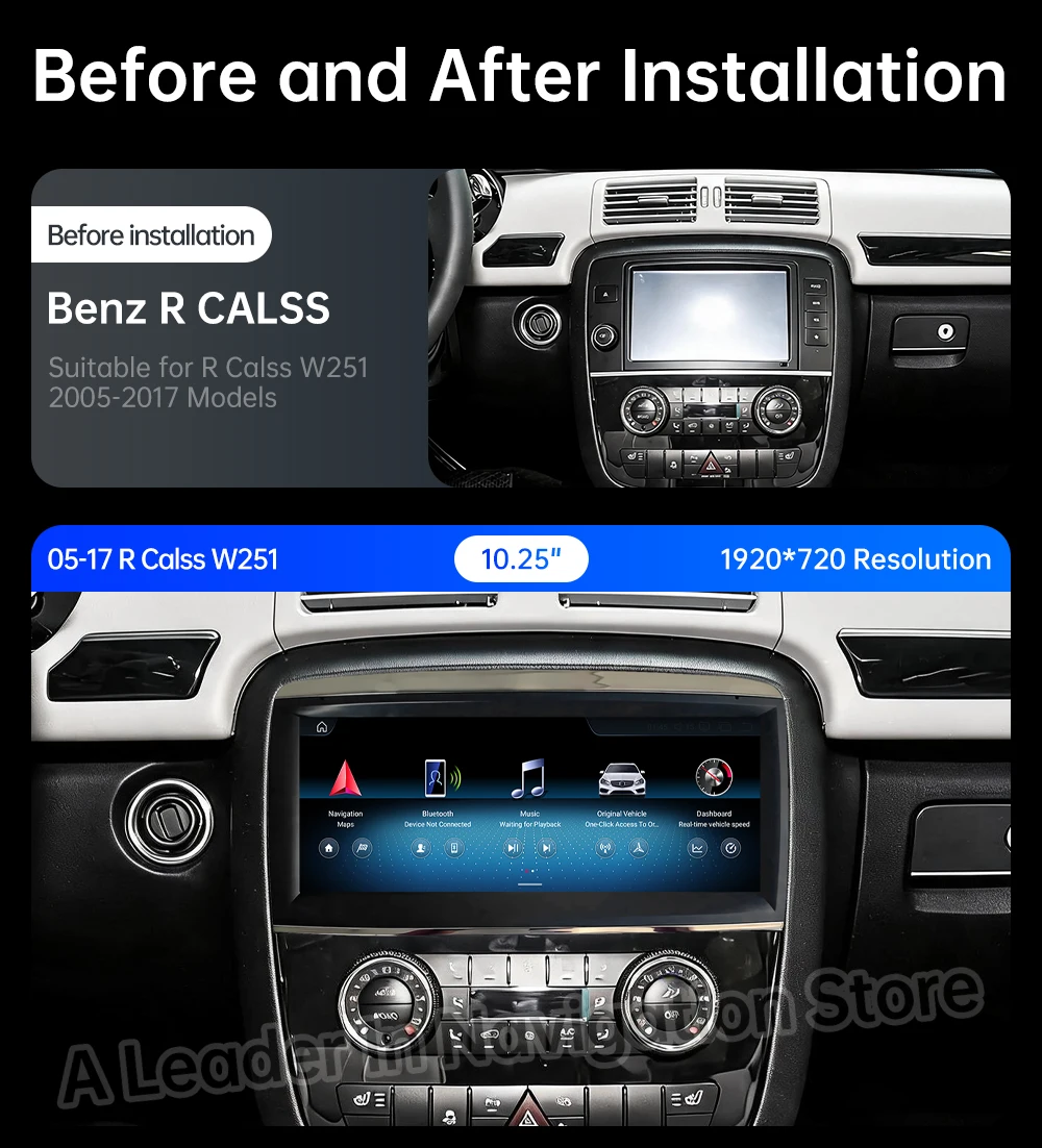 Android 16 For Mercedes Benz R Class W251 R280 R300 R320 2006 - 2014 Car GPS Navi Multimedia Player Wireless Auto Car Radio BT