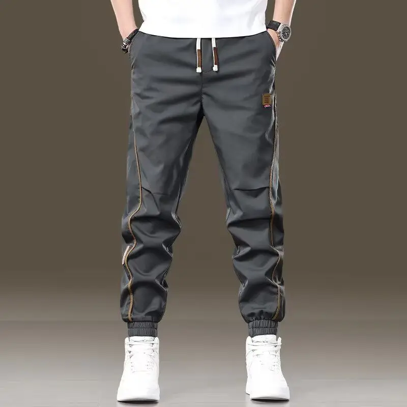 

Мужские повседневные брюки Bla: модные свободные брюки-харланы с манжетами, новинка осени 2025, глянцевые тканые спортивные брюки из полиэстера