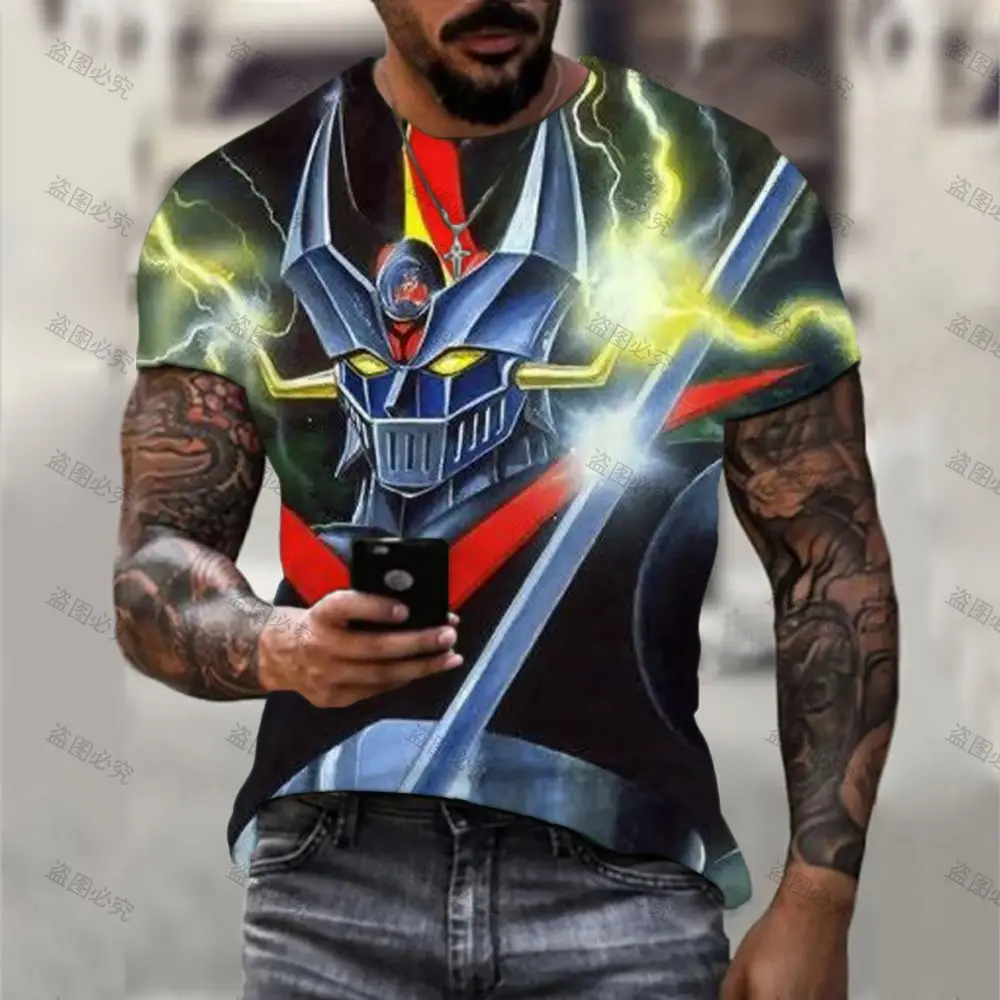 T-shirts Men Clothes Men\'s T-Shirt Oversized Mazinger Z Anime Essentials HD Print High Quality Streetwear Y2k Tops Cartoon New