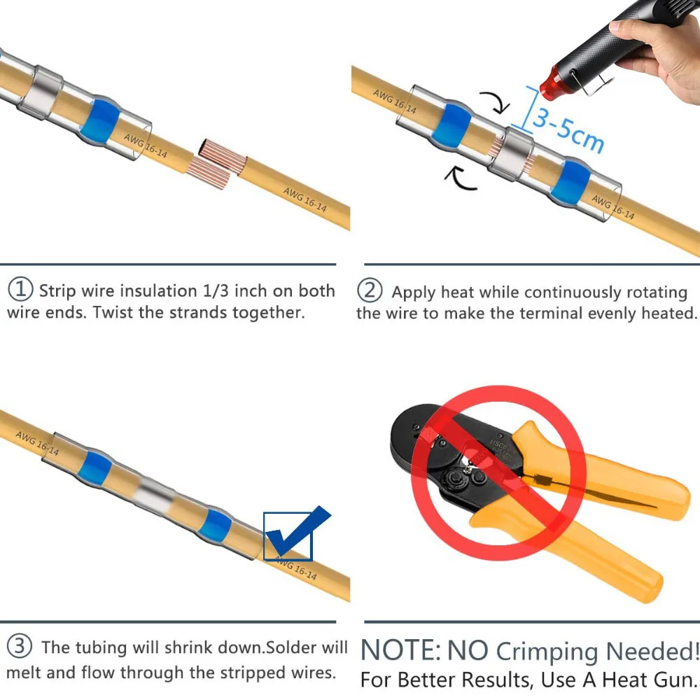 300W Electrical Mini Heat Gun Handheld Hot Air Gun with 300PCS Heat Shrink Butt for DIY Craft Embossing Shrink Wrapping PVC