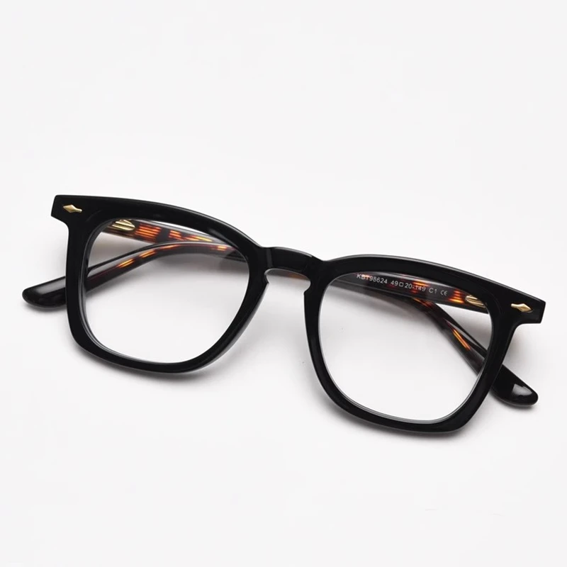Vintage Acetate Thick Frame Eyeglasses for Men Women Handmade Trendy Square Glasses Frames High Quality Retro Eyewear Spectacles