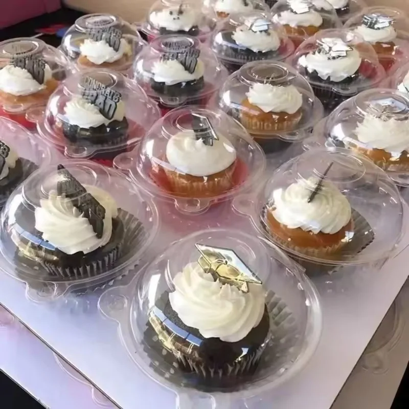 50/100 Buah Kotak Kue Kepala Kucing Kotak Kue Plastik Sekali Pakai Kotak Kue Berpenutup Plastik Sekali Pakai Wadah Sekali Pakai untuk Halloween Piknik Cheesecake Sandwich