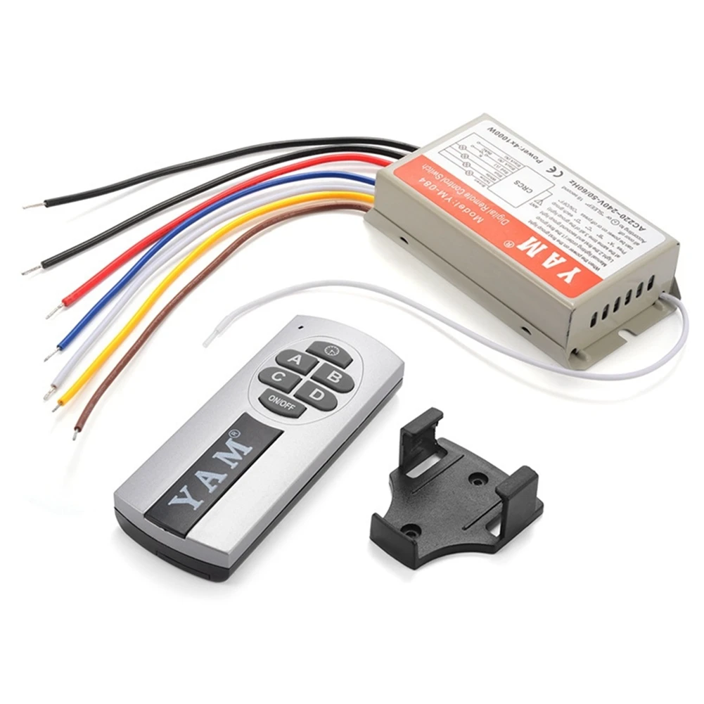 A51M-Yam Digital Wireless Wall Switch Splitter Box + Remote Control 4 Port Way Light Lamp