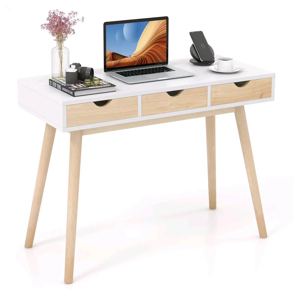 

！@Combohome Modern Simple Style Wooden Computer Desks Study Table Office Desks with 2 Drawers