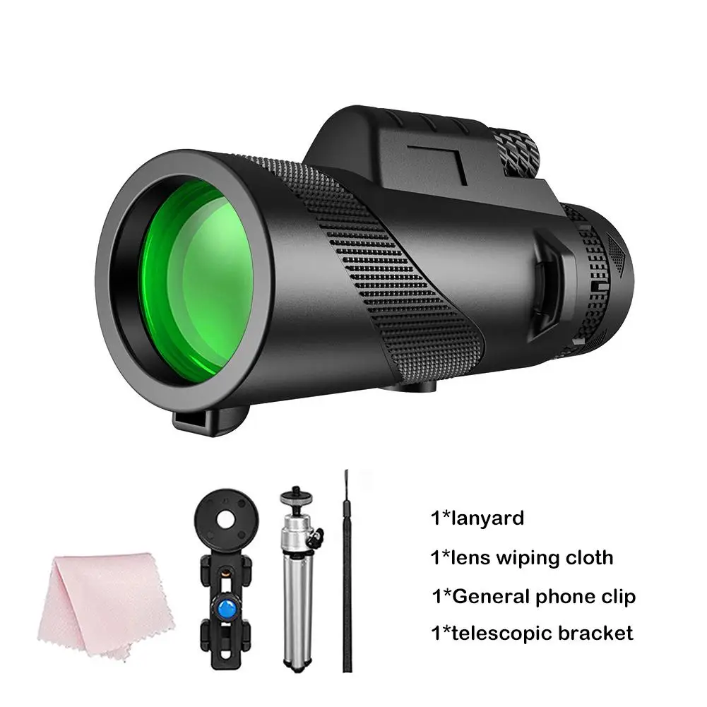 80X100 Hd Monocular Telescope 8000M Long Range Zoom Bak4 Prism Telescope with/without Tripod Phone Clip Hunting Outdoor Camping