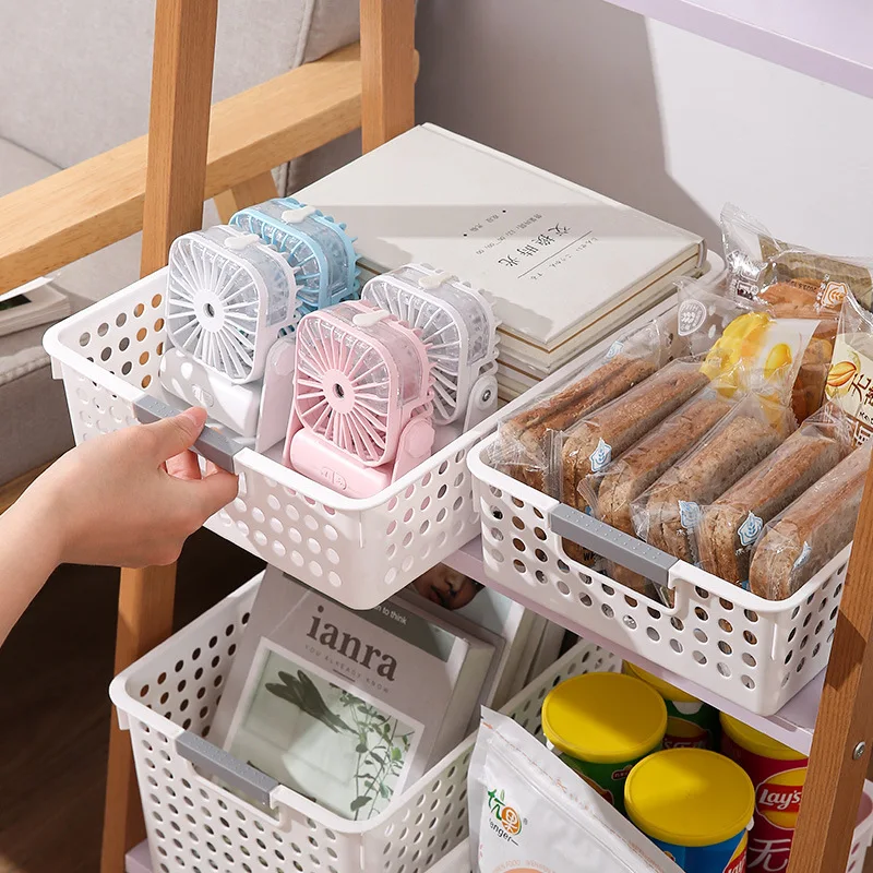 Household Miscellaneous Storage Basket Snack Toy Storage Box Plastic Shelf Dormitory Kitchen Tabletop Minimalist Storage Box