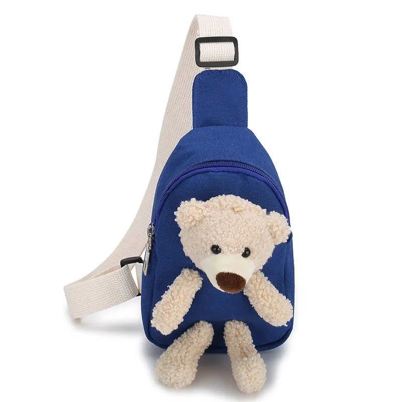 Children Cartoon Bear Chest Bag New Canvas Shoulder Bags for Girls Boys Doll Mini Kids Messenger Bag Korean Style Coin Purses