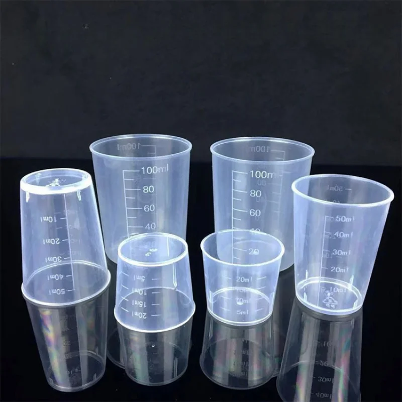 20ml 50ml 100ml Plastic Measuring Cups Thickened Food Grade Graduated Laboratory Beaker with Scale