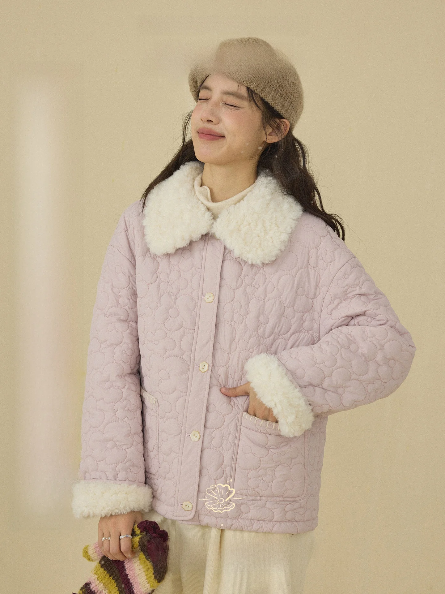 

Зимняя хлопковая куртка Nov Et для женщин с цветочным узором, меховым воротником, свободного кроя, с длинными рукавами, в винтажном стиле