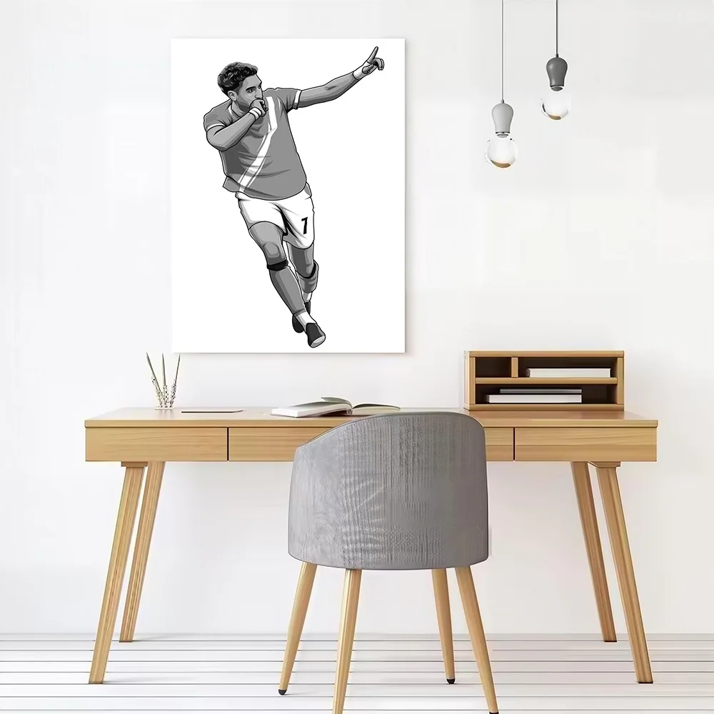 Omar Marmoush Black and White Version Poster Canvas Wall Art Personalized Print Modern Painting Perfect Gift for Decor Luxury
