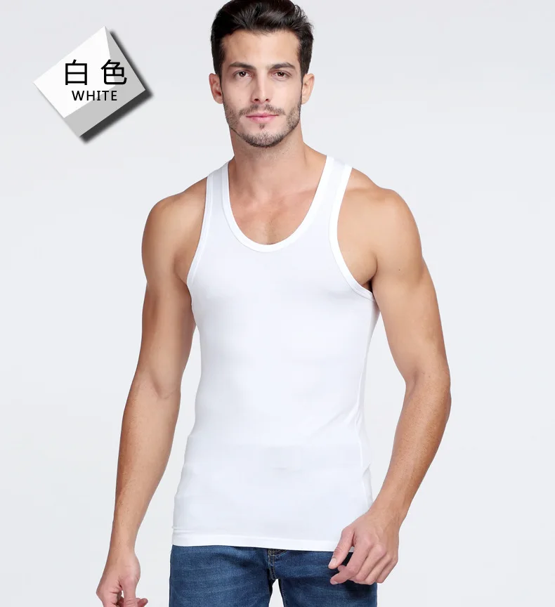 Men Tank Top Modal Solid Seamless Underwear Brand Clothing Mens Sleeveless Tank Vest Comfortable Undershirt Undershirts Fitness