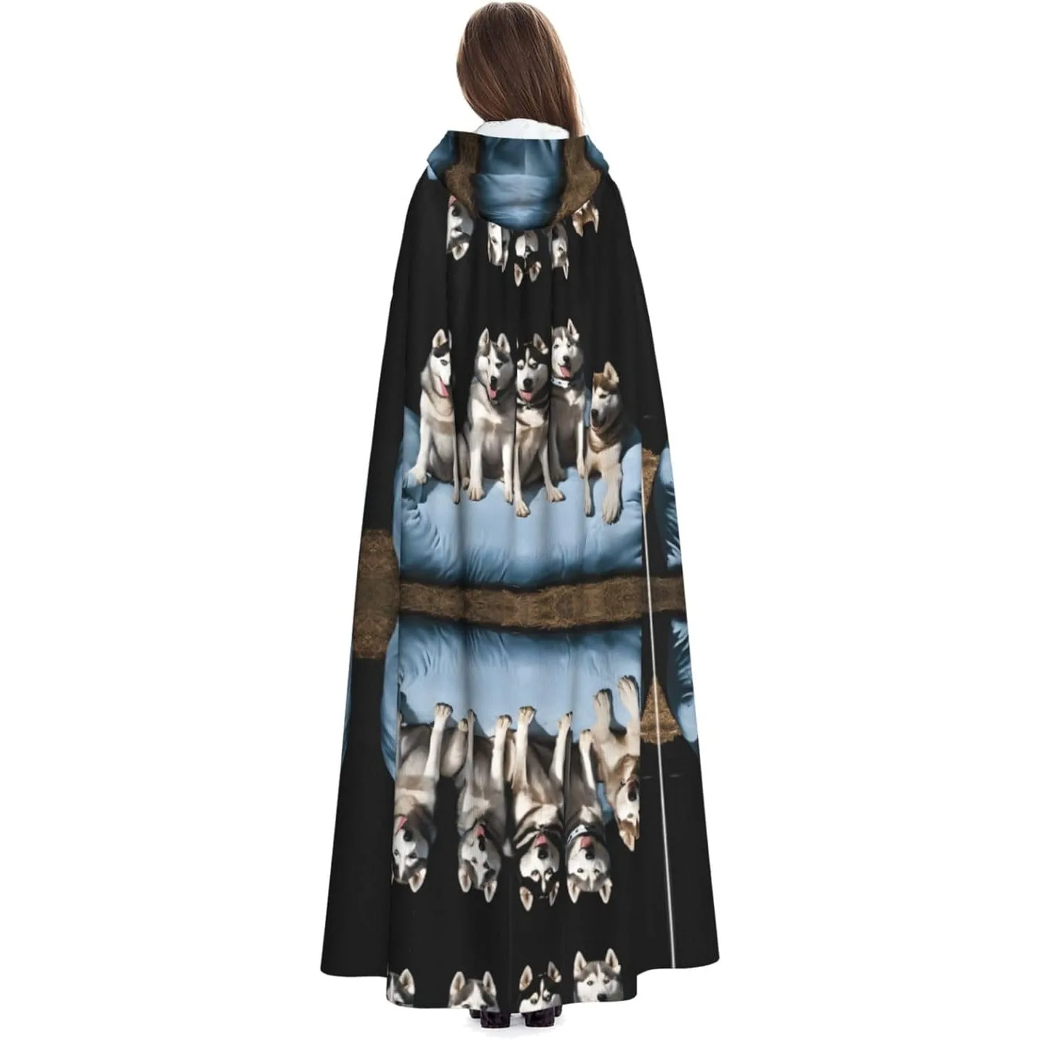 

Прекрасный плащ с капюшоном для взрослых с принтом хаски на Хэллоуин, Рождество, косплей, плащ, накидка, костюм, декор для праздничной вечеринки