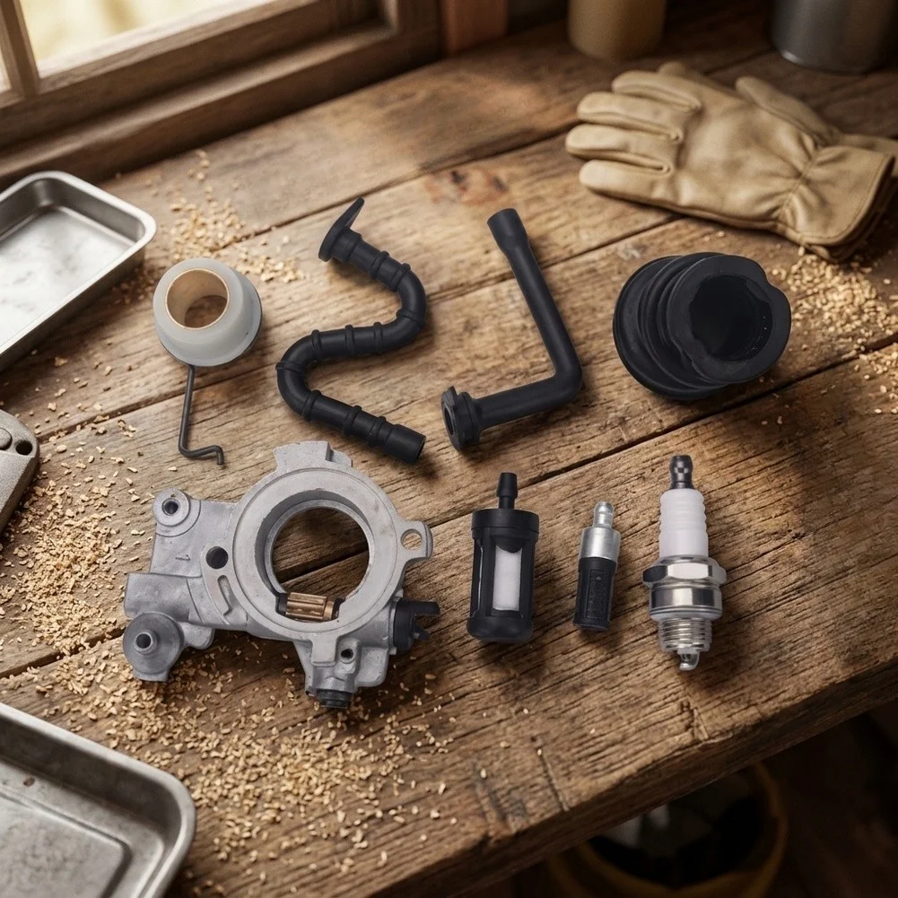 Complete Oil Pump Kit for For MS650 MS660 Chainsaws Includes For Worm Gear Intake Manifold Spark Fuel Oil Filters